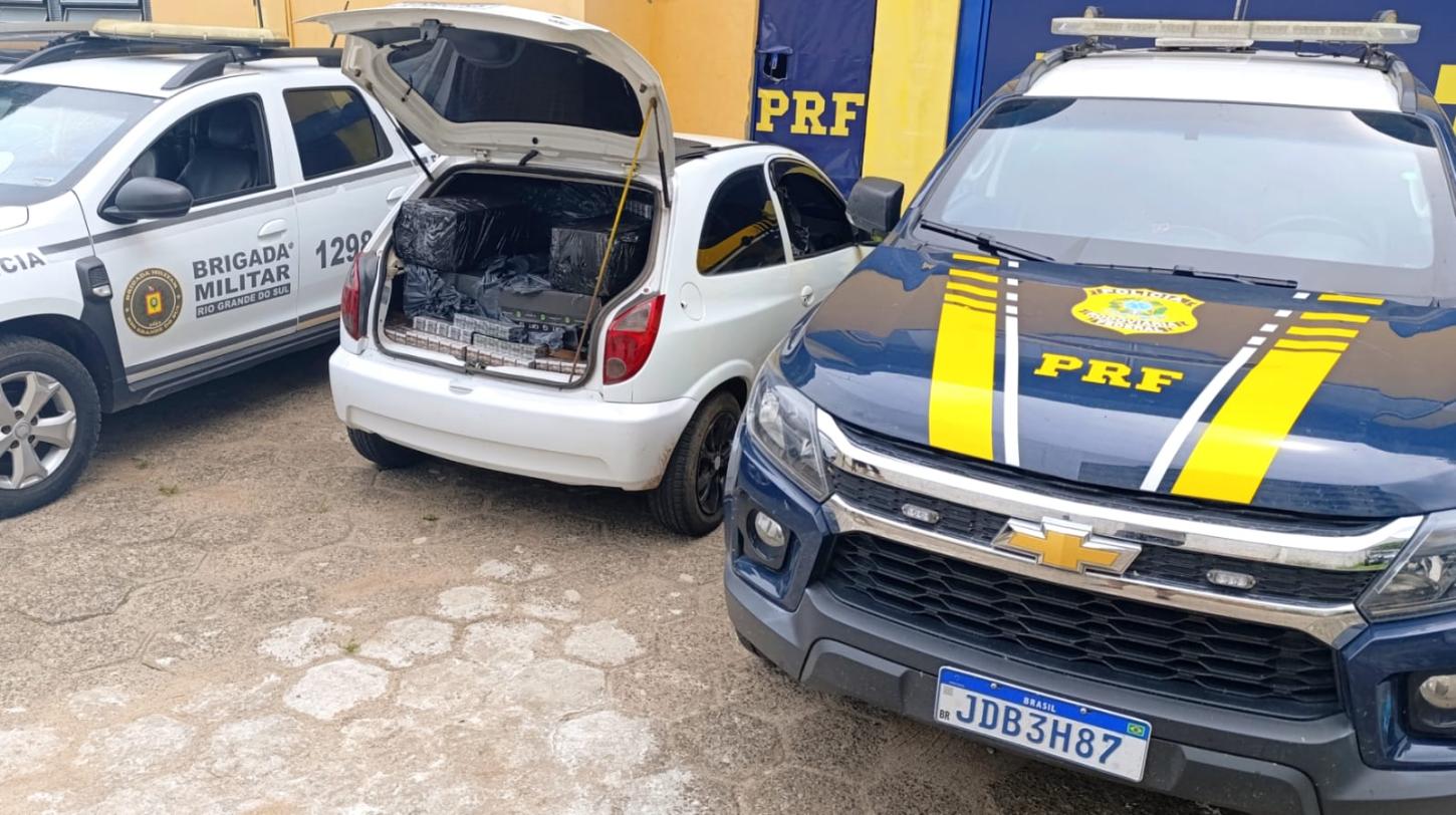 PRF apreende veículo carregado com cigarros contrabandeados em Santana do Livramento